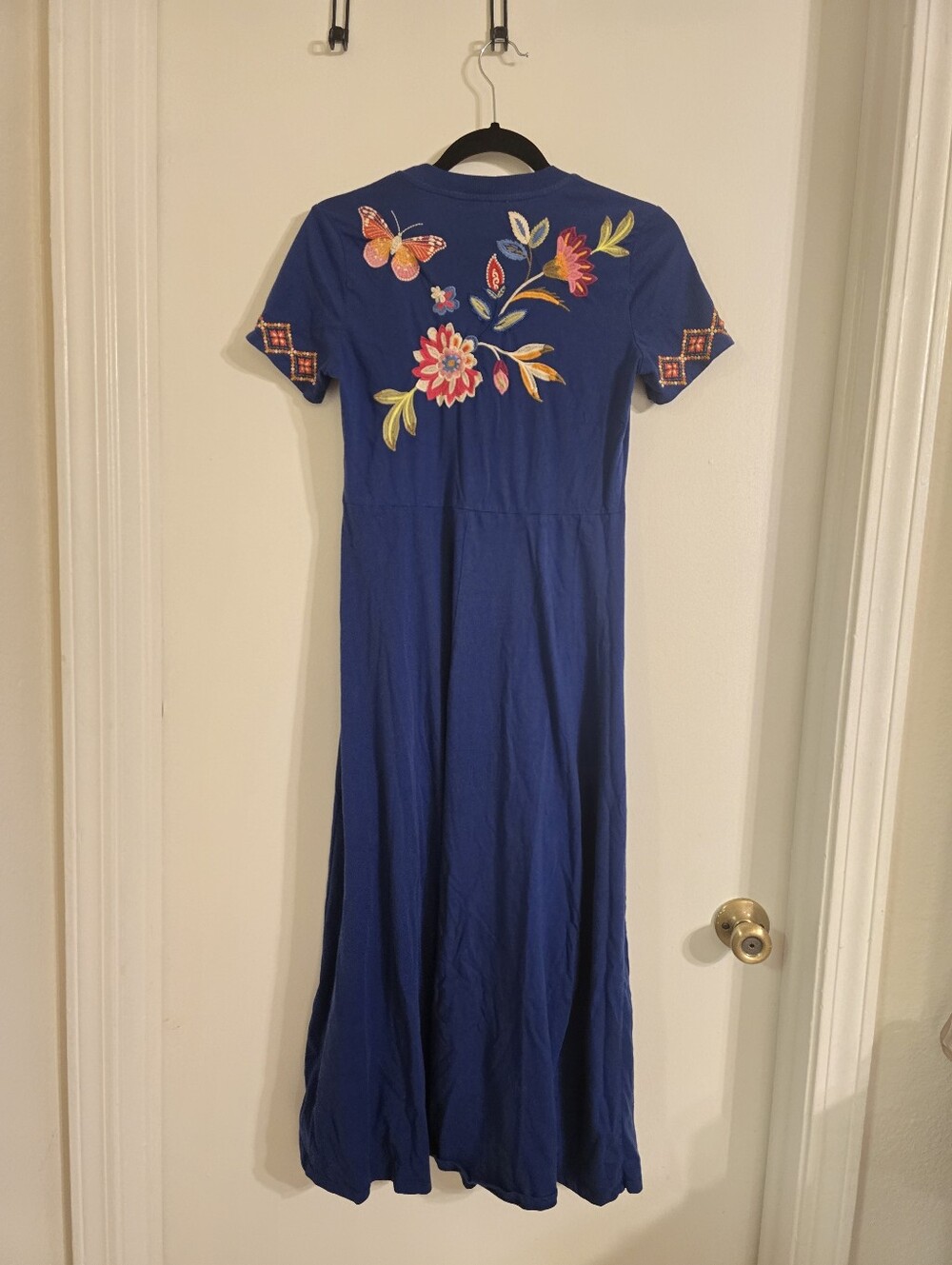 Johnny Was Gracey Crew Neck Swing Dress Womens XXS Embroidered Floral Butterfly - Picture 17 of 17